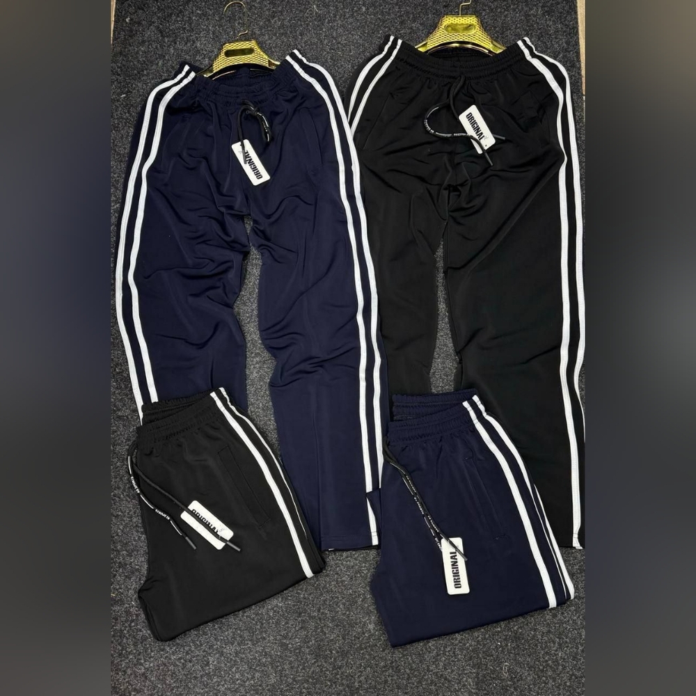 Adidas Track Pants - Black and Navy with White Stripes